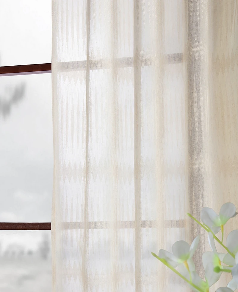 Half Price Drapes Polaris Geometric Patterned Faux Linen Sheer Curtain