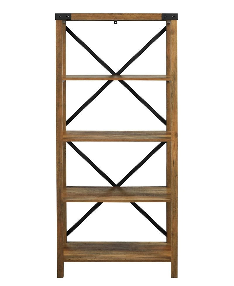 Walker Edison Farmhouse Metal X Bookcase