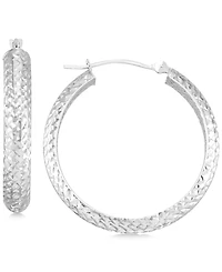 Textured Hoop Earrings 10k Yellow Gold, Rose Gold or White