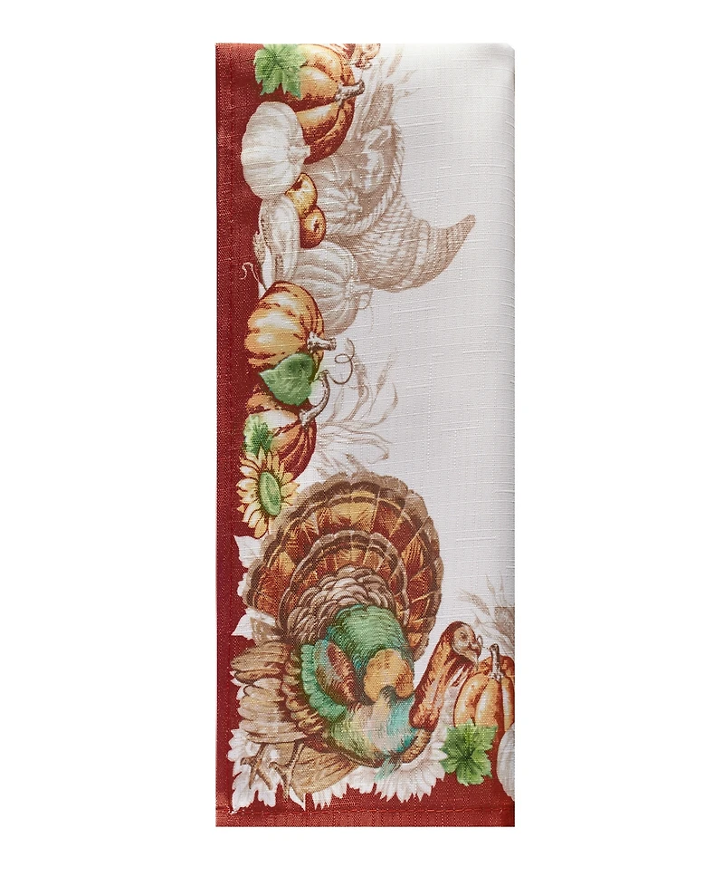 Elrene Holiday Turkey Bordered Fall Napkins, Set of 8