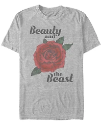 Disney Men's Beauty and The Beast Rose Short Sleeve T-Shirt