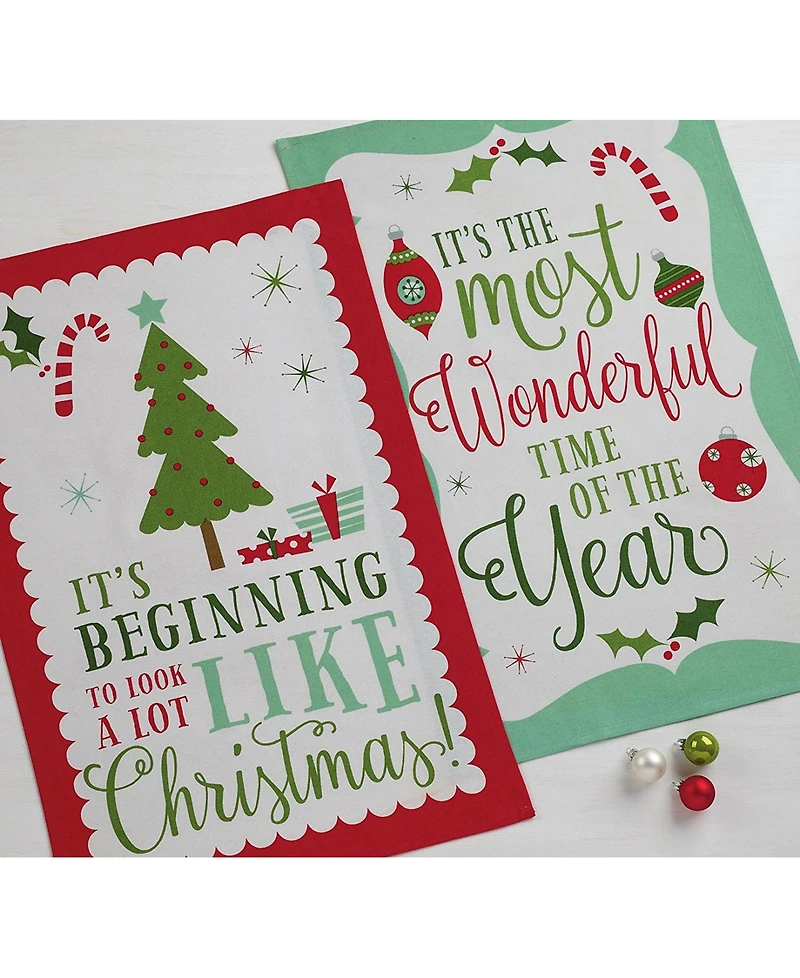 Design Imports Assorted Holiday Fun Printed Dishtowel Set