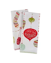 Design Imports Assorted X-mas Trimmings Printed Dishtowel Set
