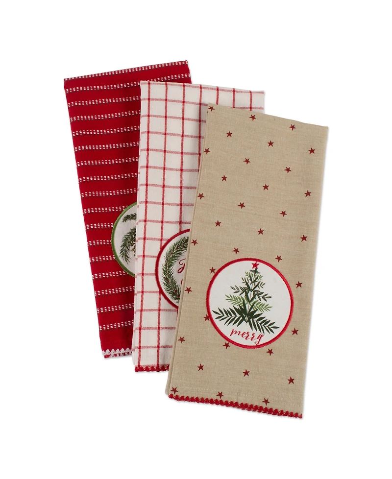 Design Imports Assorted Noel Embellished Dishtowel Set
