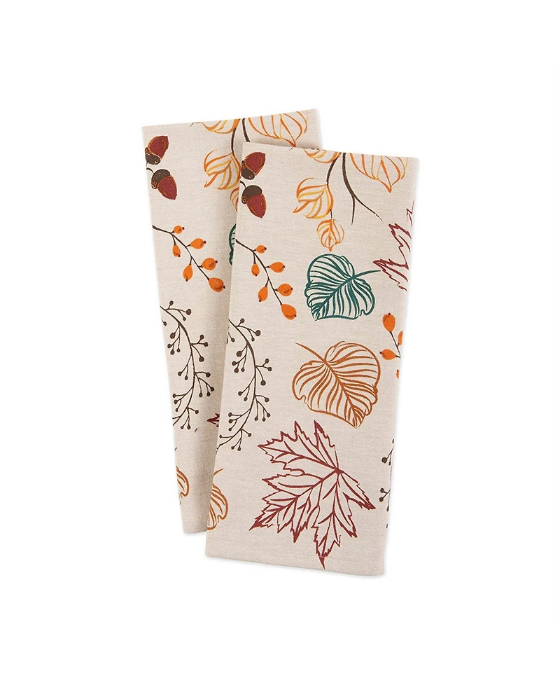Design Imports Autumn Leaves Printed Dishtowel Set