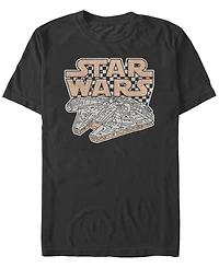 Star Wars Men's Classic Retro Checkered Millennium Falcon Short Sleeve T-Shirt