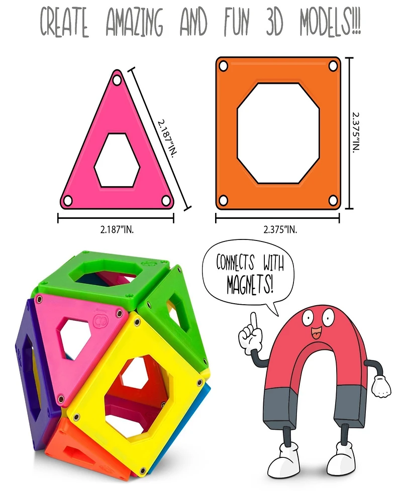 Discovery Kids 24-Piece Magnetic Tile Building Blocks Set