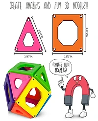 Discovery Kids 24-Piece Magnetic Tile Building Blocks Set