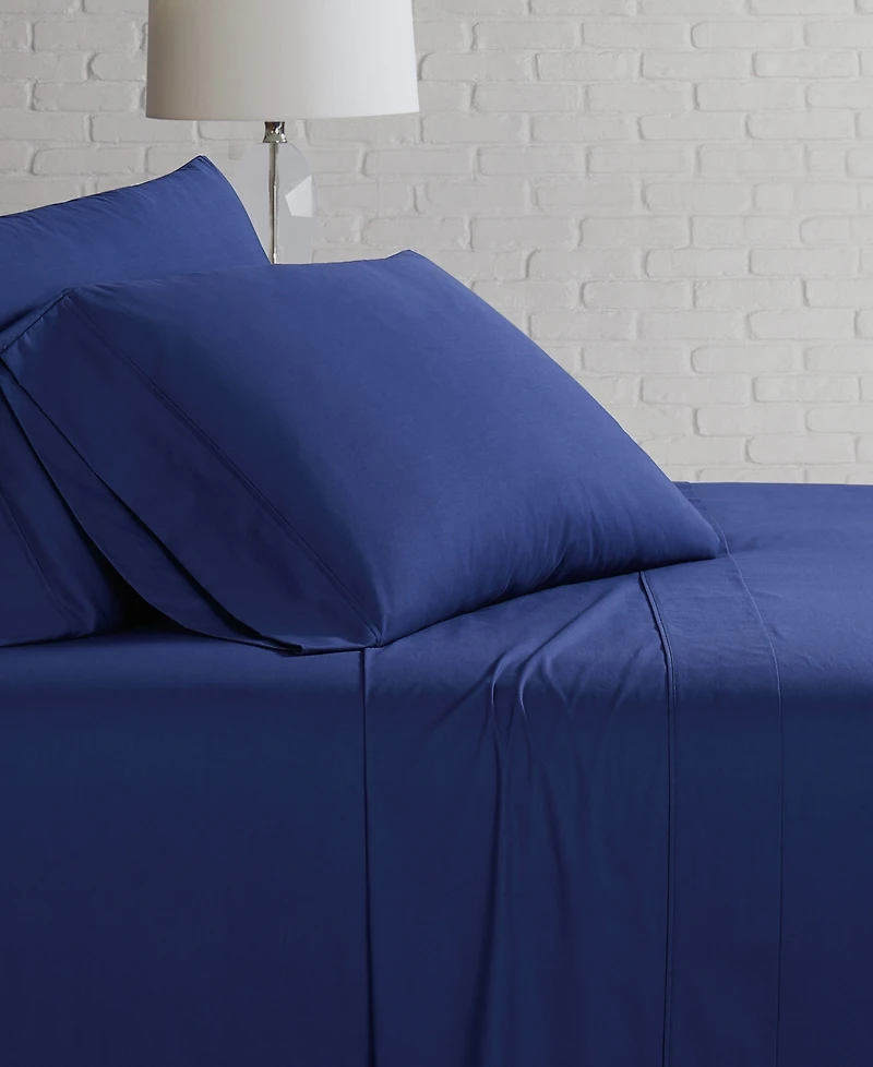 Brooklyn Loom Solid Cotton Percale -Pc. Sheet Set