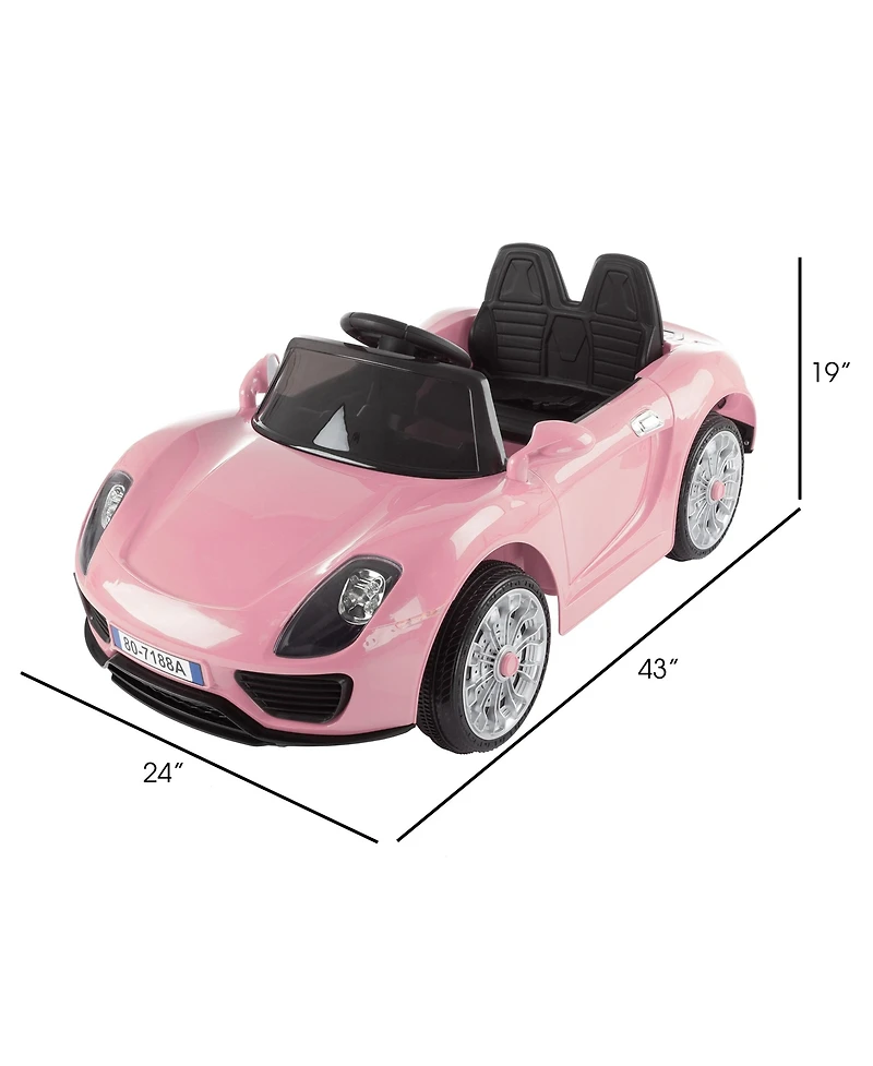 Ride On Sports Car Motorized Electric Rechargeable Battery Powered Toy with Remote Control, MP3 and Usb, Lights and Sound by Lil Rider Pink