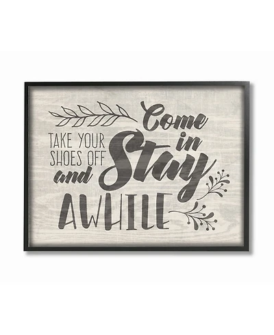 Stupell Industries Come in Stay Awhile Take Your Shoes Off Framed Giclee Art, 11" x 14"