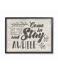 Stupell Industries Come in Stay Awhile Take Your Shoes Off Framed Giclee Art, 11" x 14"