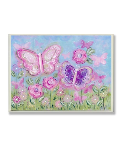 Stupell Industries The Kids Room Pastel Butterflies in a Garden Wall Plaque Art, 12.5" x 18.5"