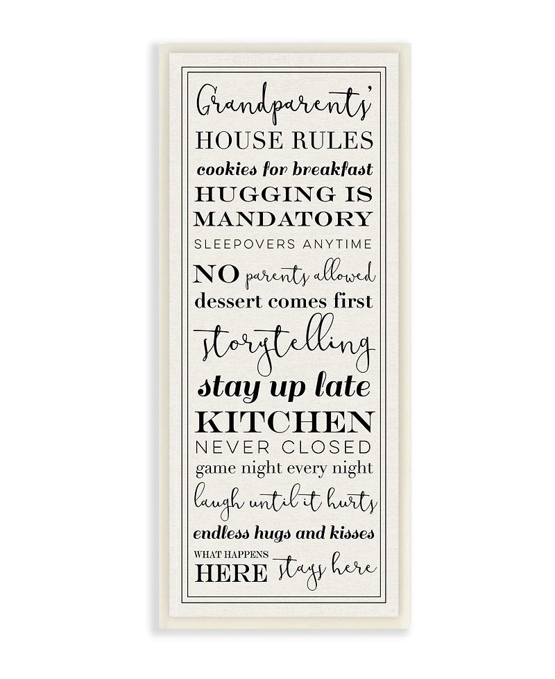 Stupell Industries Grandparents House Rules Wall Plaque Art, 7" x 17"