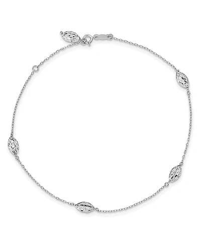 Rice Bead Anklet in 14k White Gold