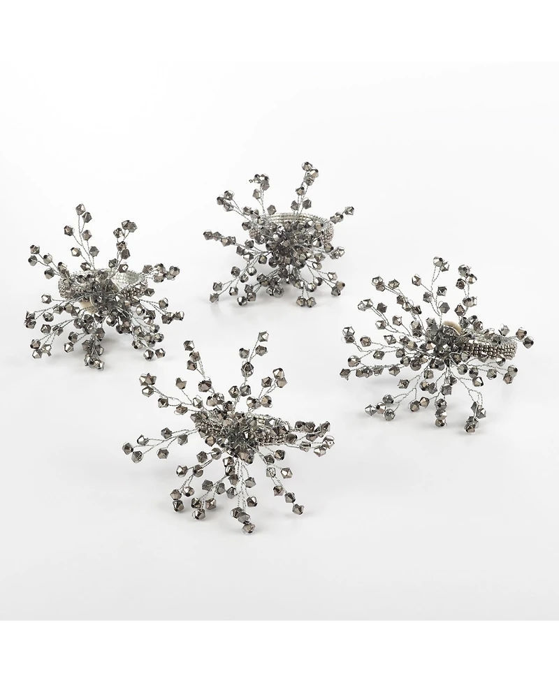 Saro Lifestyle Napkin Ring Collection Beaded Napkin Ring, Set of 4