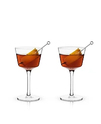 Viski Raye Angled Crystal Nick & Nora Glasses Set of 2, 6 Oz