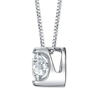 Diamond Circular 18" Pendant Necklace (1/4 ct. t.w.) in 14k White Gold
