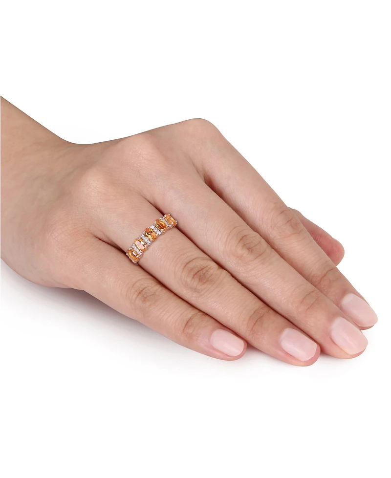 Citrine (1-1/6 ct. t.w.) and Diamond (1/6 Semi Eternity Ring 14k Yellow Gold