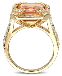 Citrine (6-1/4 ct. t.w), White Topaz (1-1/3 t.w.) and Diamond Accent Halo Leaf Ring 18k Yellow Gold Over Sterling Silver