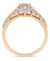 Morganite (1/2 ct. t.w.) and Diamond (1/20 Halo Heart Ring 10k Rose Gold