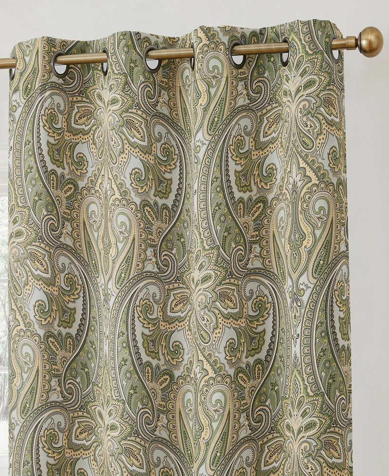 Hlc.me Paris Paisley Decorative Print Damask Pattern Light Reducing Filtering Grommet Window Curtain Panels, Set of 2 (Blue, 50 W x 84 L
