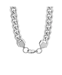 Steeltime Men's Stainless Steel Thick Accented Cuban Link Style Chain Necklaces