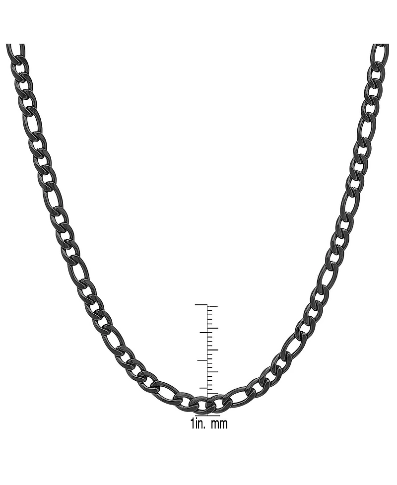 Steeltime Men's black Ip Plated Stainless Steel Figaro Chain Link Necklaces
