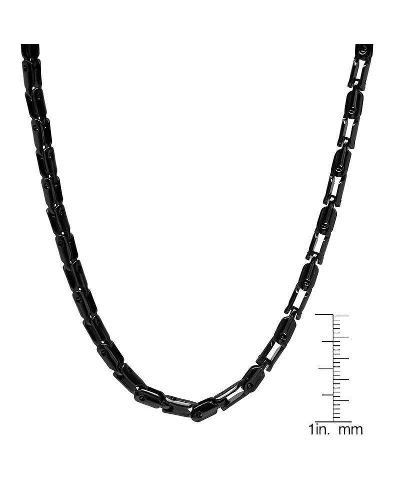 Steeltime Men's black Ip Plated Stainless Steel 24" Rounded Bicycle Link Chain Necklaces