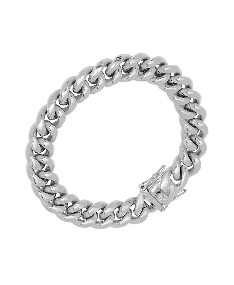Steeltime Men's Stainless Steel Miami Cuban Chain Link Style Bracelet with 12mm Box Clasp Bracelet