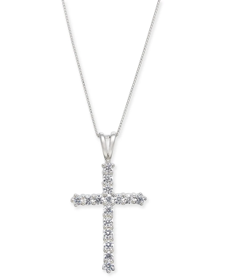 Diamond Cross 18" Pendant Necklace (1 ct. t.w.) in 14k White Gold