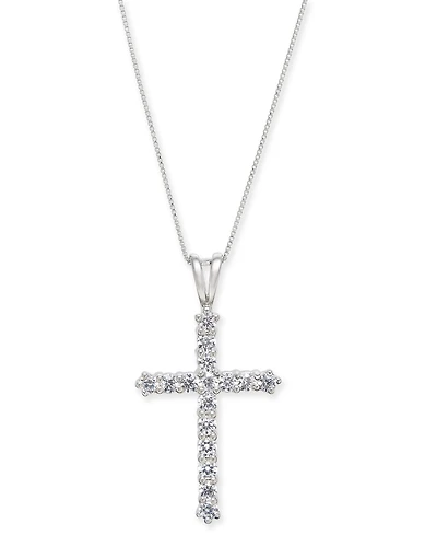 Diamond Cross 18" Pendant Necklace (1 ct. t.w.) in 14k White Gold