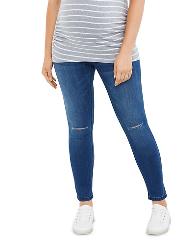 Motherhood Maternity Maternity Indigo Blue Secret Fit Over the Belly Stretch Ankle Jeggings - Motherhood