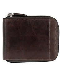 Mancini Casablanca Collection Men's Rfid Secure Center Zippered Wallet with Removable Passcase