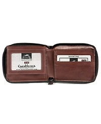 Mancini Casablanca Collection Men's Rfid Secure Center Zippered Wallet with Removable Passcase