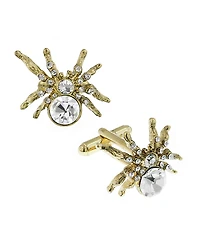 1928 Jewelry 14K Gold Plated Crystal Spider Cufflinks