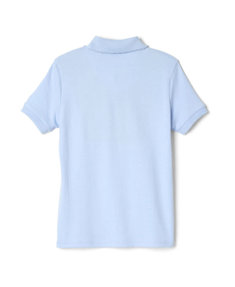 French Toast Big Girls Short Sleeve Picot Collar Interlock Polo Shirt