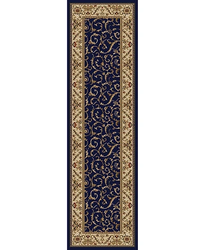 Closeout! Km Home 1599/1554/Navy Pesaro Blue 2'2" x 7'7" Runner Rug