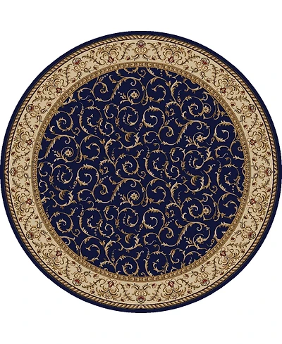 Closeout! Km Home 1599/1555/Navy Pesaro Blue 5'3" x 5'3" Round Area Rug