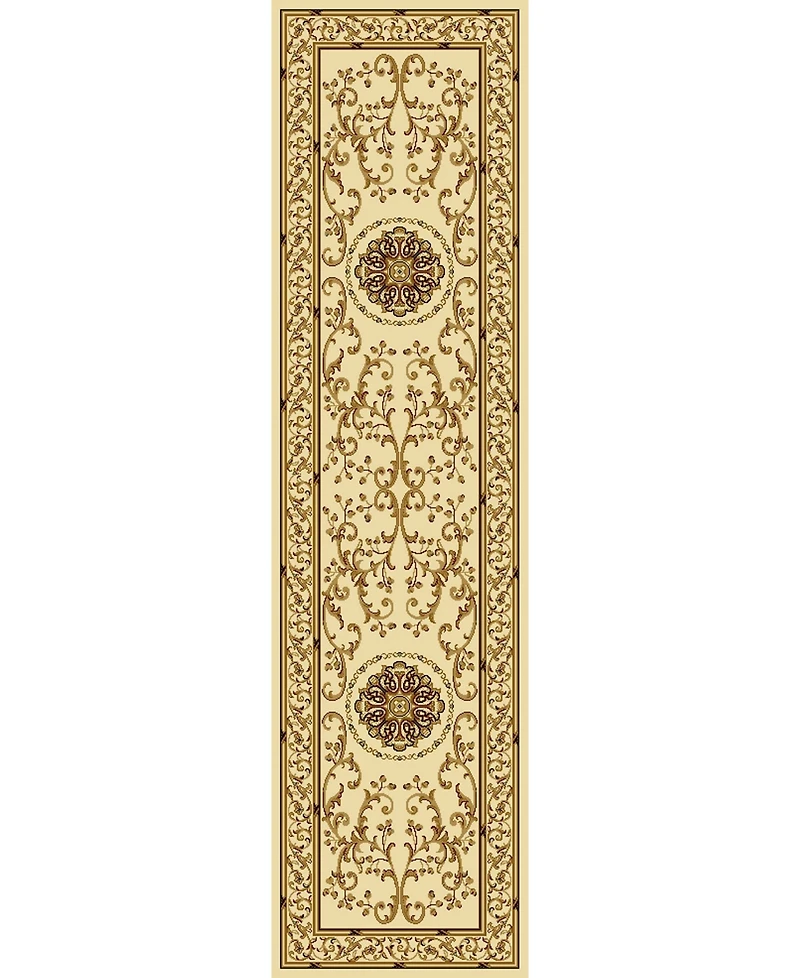Closeout! Km Home 1419/1314/Ivory Navelli Ivory 2'2" x 8' Runner Rug