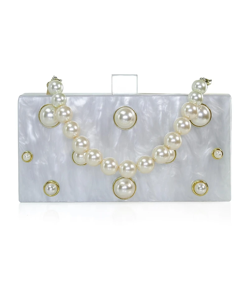 Milanblocks Embellished Acrylic Clutch with Top Handle