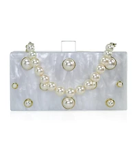 Milanblocks Embellished Acrylic Clutch with Top Handle