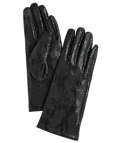 Marcus Adler Women's Faux Suede Reptile Touchscreen Gloves