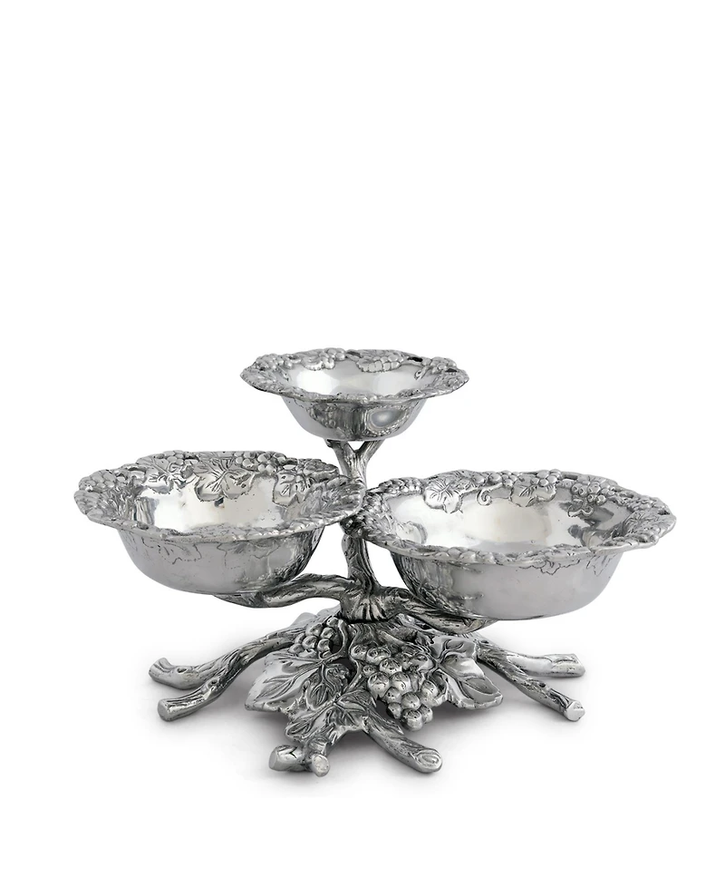 Arthur Court Designs Aluminum Grape Tiered 3-Bowls