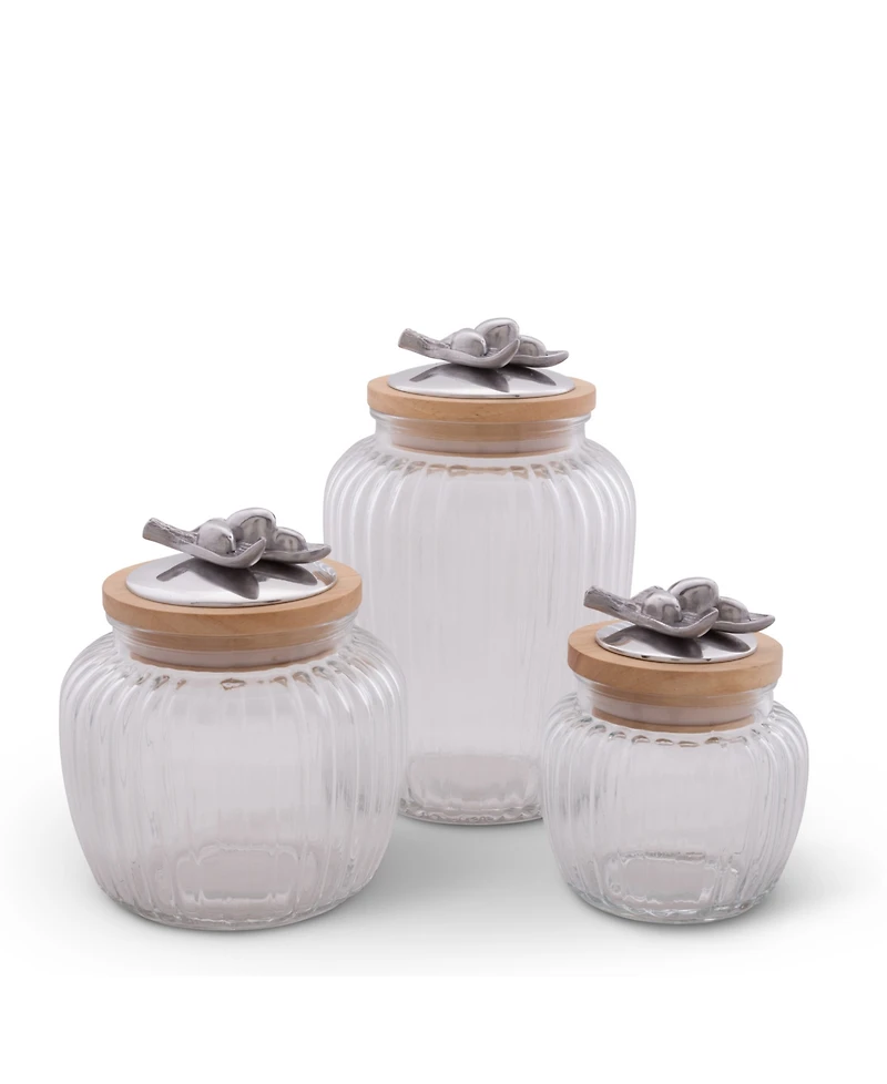 Arthur Court Canister Glass for Kitchen with Rubber Airtight Seal for Food Storage Olive Pattern Knob