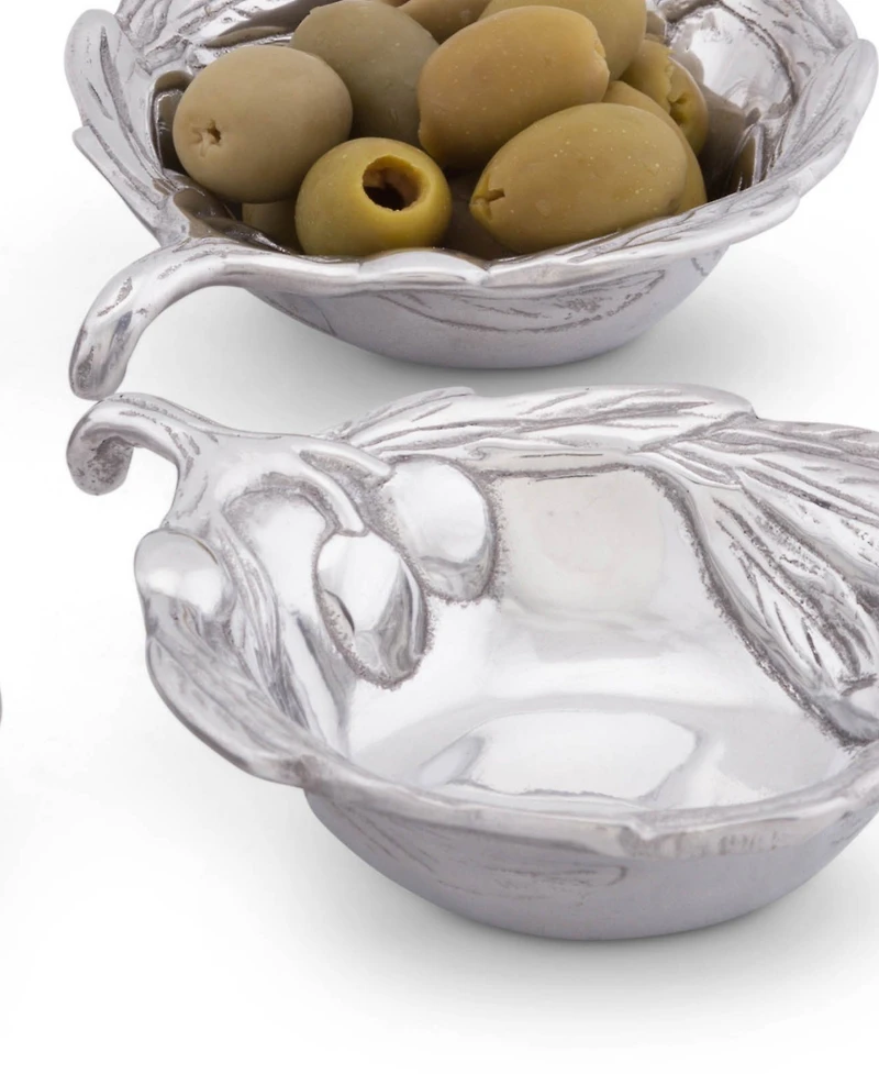 Arthur Court Sand-Cast Aluminum, Set of 4 Olive Pattern Sauce Bowls