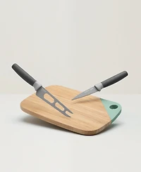 BergHOFF Leo Collection 3 Piece Knife and Cutting Board Set, Grey and Green