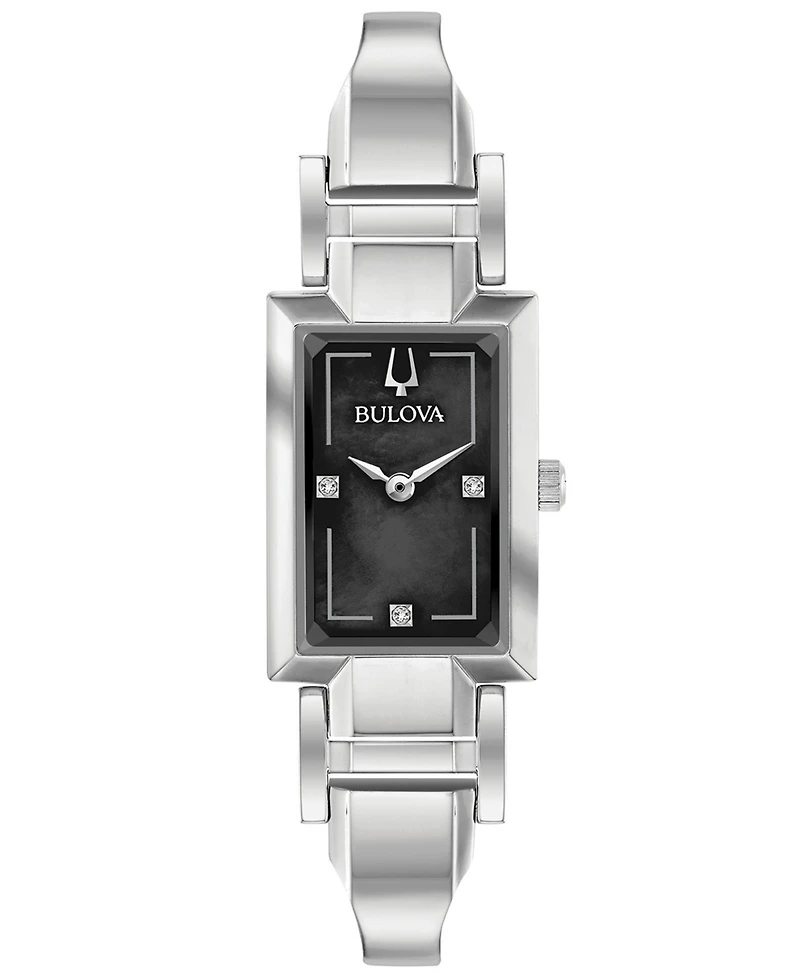 Bulova Women's Diamond-Accent Stainless Steel Bangle Bracelet Watch 18x33mm