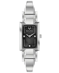 Bulova Women's Diamond-Accent Stainless Steel Bangle Bracelet Watch 18x33mm