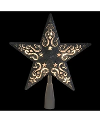 Northlight 8.5" Silver Glitter Star Cut-Out Design Christmas Tree Topper - Clear Lights